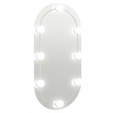Cumpara ieftin Oglinda ovala cu lumini LED, 80x40, cm sticla