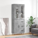 vidaXL Dulap &icirc;nalt, gri beton, 69,5x34x180, lemn compozit