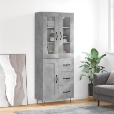 Dulap &amp;icirc;nalt, gri beton, 69,5x34x180, lemn compozit foto