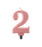 Lumanare aniversara model cifra, roz auriu metalic, 8 cm-Tip Cifra 2
