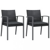 Cumpara ieftin Scaune de gradina cu perne 2 buc. negru 56,5x57x83 cm poliratan