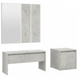 Set de mobilier pentru hol, gri beton, lemn prelucrat