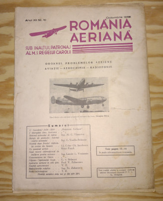 REVISTA AERONAUTICA - ROMANIA AERIANA - (OCTOMBRIE) - ANUL 1938 - CAROL II foto
