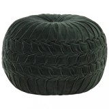 Taburet puf design crețuri, verde, 40x30 cm, catifea bumbac
