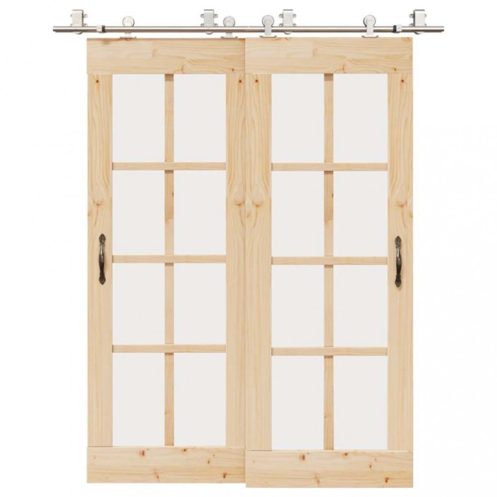 vidaXL Set piese pentru ușă glisantă, argintiu, 183 cm oțel inoxidabil
