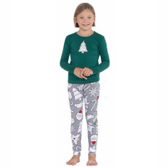 Pijama COPII - Ideal pentru poza de familie - Model bradut cu tematica de Craciun Verde si Gri foto