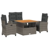 Cumpara ieftin Set mobilier de gradina cu perne, 4 piese, gri, poliratan