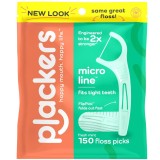 Ață dentară Plackers Micro Line, aromă de mentă proaspătă, cu sistem de depozitare, 150 bucăți