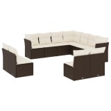 Cumpara ieftin Set canapele de gradina cu perne, 11 piese, maro, poliratan