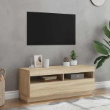 Comodă TV cu lumini LED, stejar sonoma, 100x35x40 cm