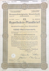 1000 Reichsmark titlu de stat Germania 1940 foto