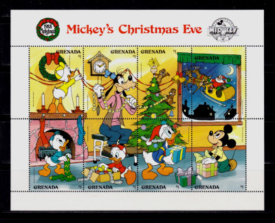 Grenada 1988 &amp;quot;Disney- Craciun 1988/Mickey 60 ani&amp;quot;, serie bloc , Mi.1911/1918,MNH foto