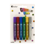 Set 6 flacoane lipici glitter colorat, OColor