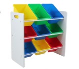 Cumpara ieftin Raft depozitare jucarii cu 9 cosuri multicolore, U-Grow