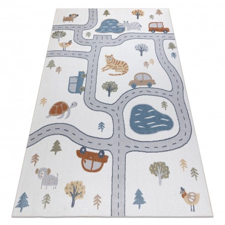 Covor BONO 8283 Strada, animale crem / gri deschis, 80x150 cm