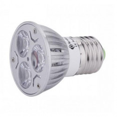 Bec spot led, 3W, 3 x 1W, 3 led-uri, soclu E27, 220V, lumina rece