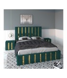 Pat Tapitat Mexic Verde + Saltea 20cm Grosime + Noptiere Tapitate 180x200cm