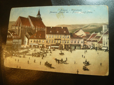 Ilustrata Brasov - Piata Centrala Fr.Josef 1917 , Cenzura foto