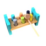Jucarie interactiva din lemn, banc de lucru si ciocan, 6 piese, multicolor