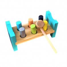 Jucarie interactiva din lemn, banc de lucru si ciocan, 6 piese, multicolor MultiMark GlobalProd foto