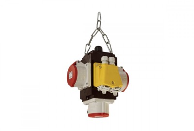 Distribuitor de energie suspendat cu 3 prize trifazice 400V 5 poli 16A IP44 cu conexiune la aer comprimat si conexiune de date foto