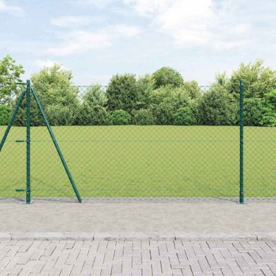 vidaXL &amp;Icirc;mprejmuire din plasă cu st&amp;acirc;lpi Verde 1.2 x 25 m Oțel 3351250 foto
