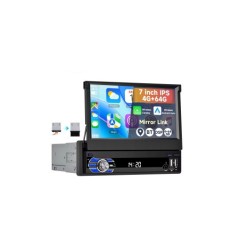 Radio auto 1DIN Android 7 inch retractabil 4GB+64GB Wireless CarPlay Android Auto