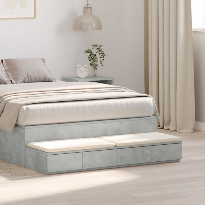vidaXL Sertare pentru pat Gri beton 120 x 36.5 x 16.5 cm Lemn compozit 866942