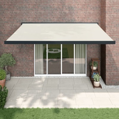 vidaXL Copertină retractabilă, crem, 4x3 m, textil și aluminiu foto