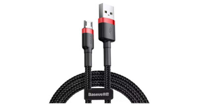 Cablu de date USB/Micro USB, Baseus, 2A, 3m, Negru/Rosu foto