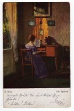 FELICITARE PICTURA SPINETT DOAMNA LA PIANINA E HOLT STAMPILA KUK NR 60