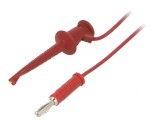 Cablu de măsurare 5A cu clips roșu și mufă banană 4 mm