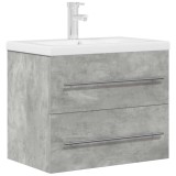 Cumpara ieftin Set mobilier de baie, 2 piese, gri beton, lemn compozit