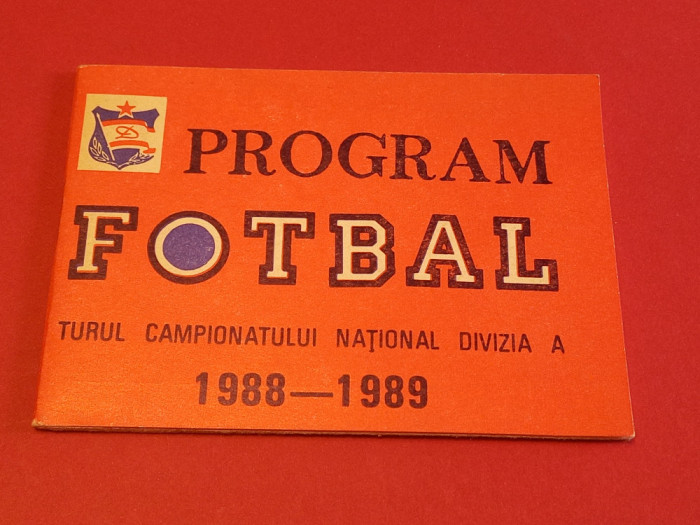 Program fotbal - DINAMO BUCURESTI (tur Divizia A 1988-1989)