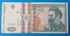 Bancnota 500 Lei 1992 - Seria G - profil spre dreapta in stare foarte buna