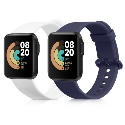 Set 2 curele pentru Xiaomi Mi Watch Lite/Redmi Watch, Kwmobile, Albastru/Alb, Silicon, 54778.07 foto