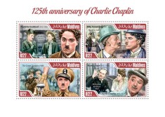 MALDIVE 2014 - Mari actori, Charlie Chaplin / set complet - colita+bloc MNH foto