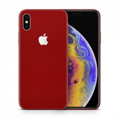 Skin Apple iPhone XS (set 2 folii) CARBON ROSU foto