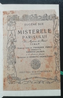 myh 527f - EUGENE SUE - MISTERELE PARISULUI - ED 1941 foto