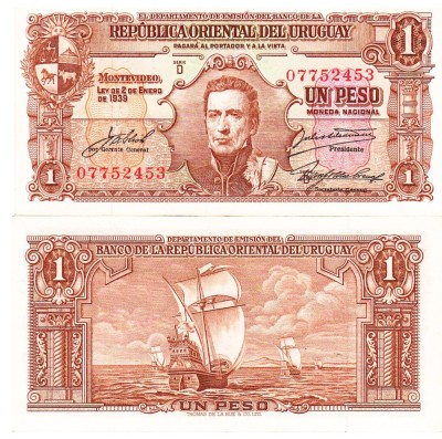 Uruguay 1 Peso 1939 P-35c aUNC foto