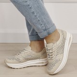 Sneakers piele naturala bej, perforat, Corina M4