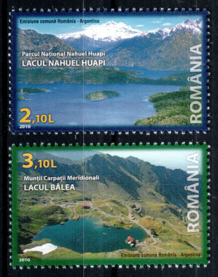 Romania 2010, LP 1876, RO - Argentina Lacuri montane, seria, MNH! LP 6,20 lei foto