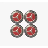 Set 4 capace roti 75mm compatibil jante aliaj Mercedes-Benz rosu/argintiu