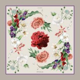Cumpara ieftin Batic Matase Naturala Secret Garden Gri Violet 90x90 cm Floral Vintage Made in Italy
