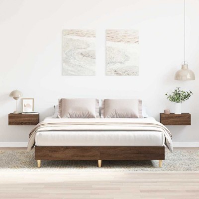 vidaXL Cadru pat fără saltea Stejar maro 140x200 cm Lemn prelucrat foto
