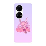 Husa compatibila cu Huawei Nova 8i model Kawaii pink devil, Silicon, TPU, Viceversa