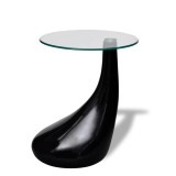 Cumpara ieftin Masuta de cafea cu blat rotund din sticla, negru lucios