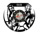 Ceas de perete decorativ, Box Feminin / Boxing Girl, realizat din disc de vinil (Vinyl Record), 30 cm, mecanism silențios, negru