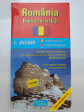 Harta turistica Romania anii 1990-2000, in romana si engleza, stare f buna, 36, Albastru