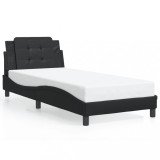 VidaXL Cadru de pat cu tăblie, negru, 80x200 cm, piele ecologică